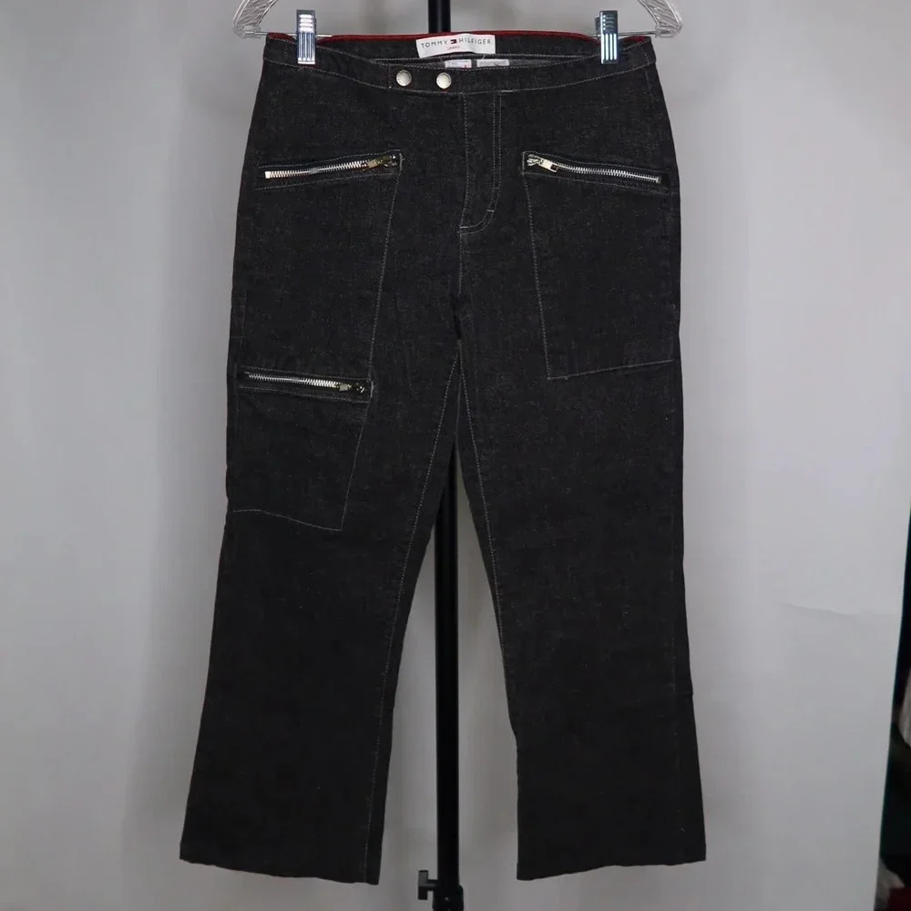Vintage y2k Tommy Hilfiger black goth retro above ankle jeans